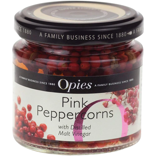 Opies Pink Peppercorns in distilled Malt vinegar 105gm