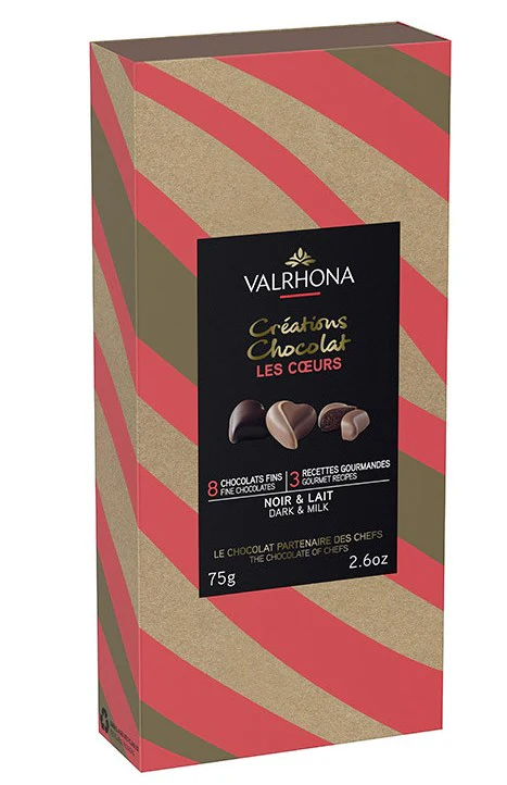 Valrhona Creations Les Couers Milk & Dark Chocolate Hearts 75g - Image 2